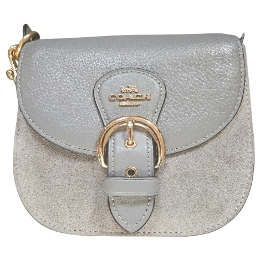 Coach Kleo Shoulder Bag 17 Suede Granite Gray With Gold Hardware  Crossbody - Picture 2 of 15
